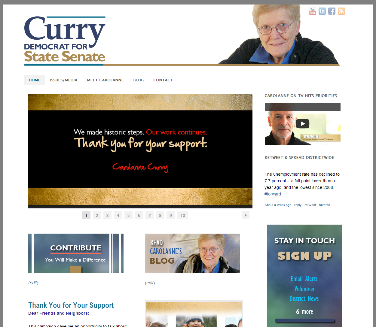 political campaign website Carolanne Curry