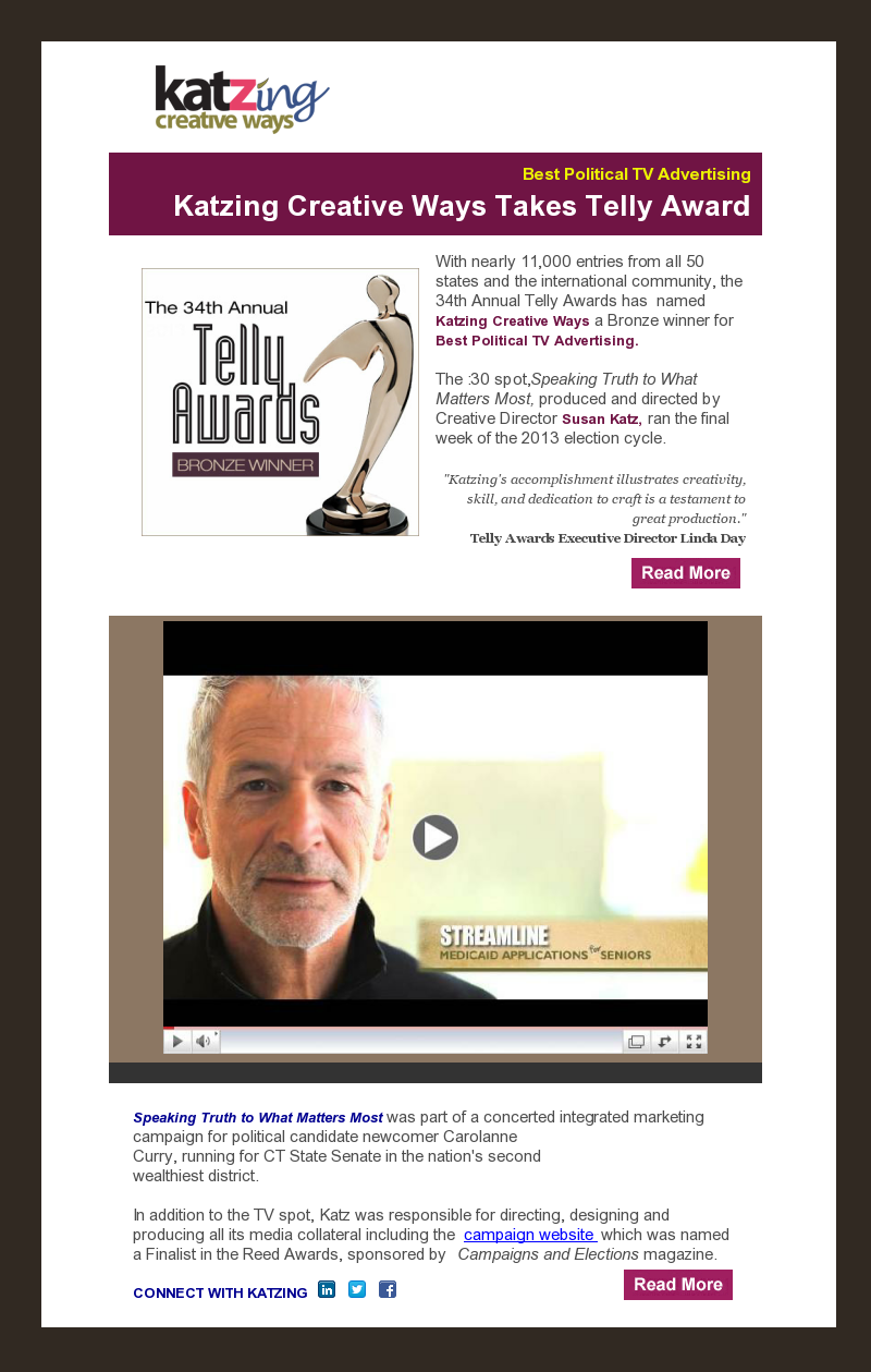 Best Political TV ad Telly Awards
